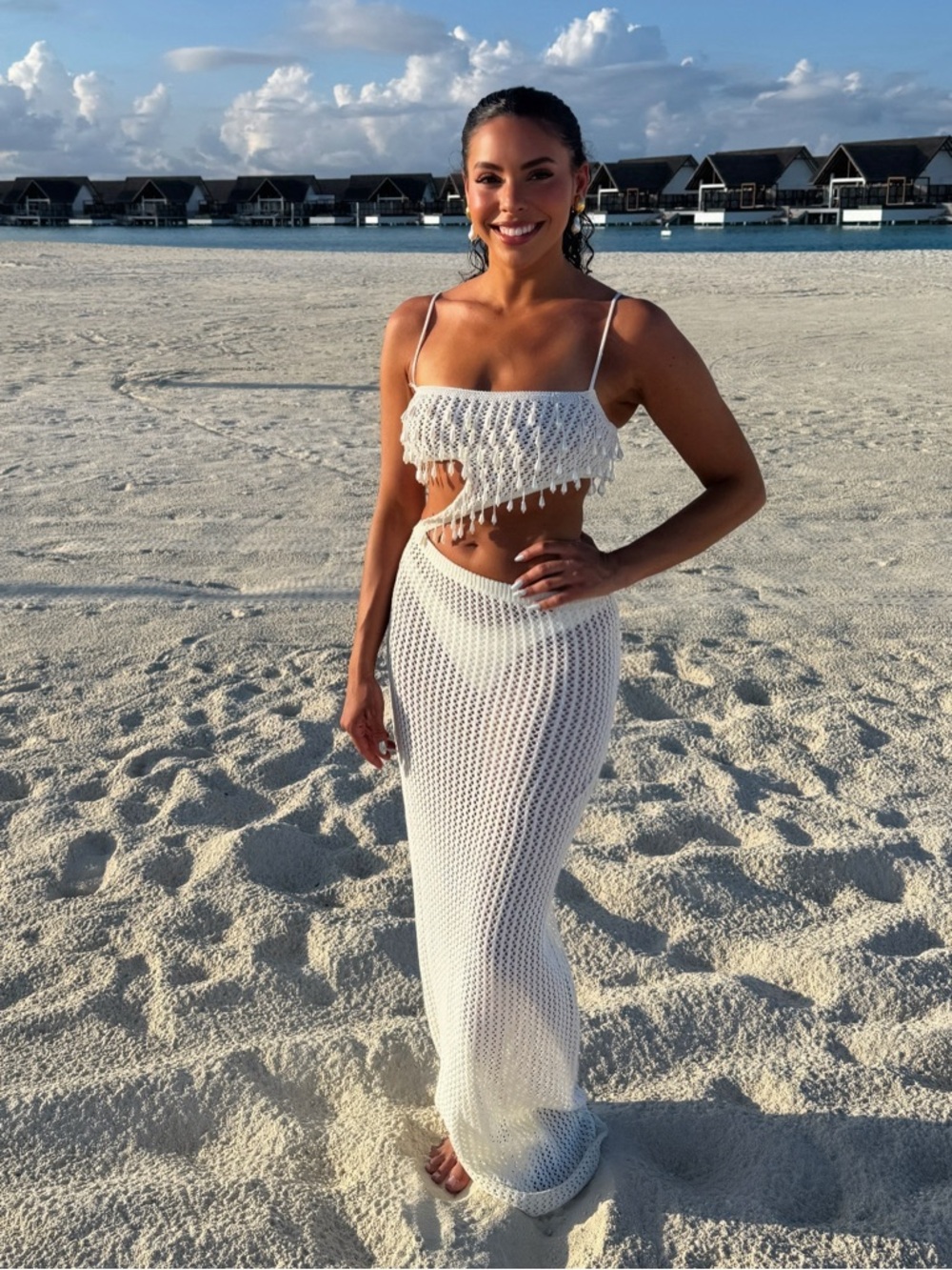 Peppermayo Shellbound Crochet Maxi Dress in Ivory